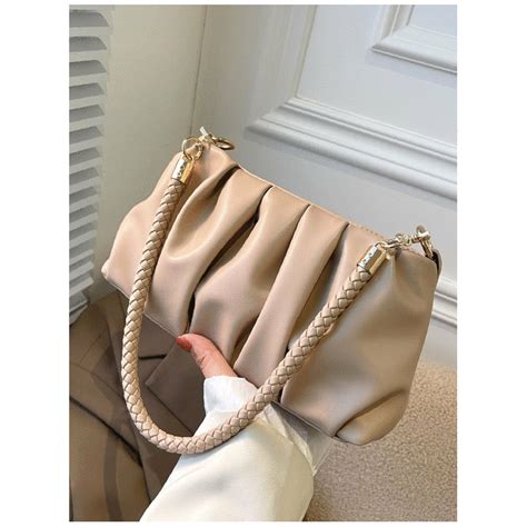 Olivia Mark Minimalist Braided Strap Ruched Bag Women Shoulder Bags