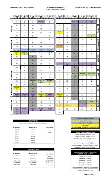 Bend La Pine Schools Calendar Holidays 2024 2025 In Pdf