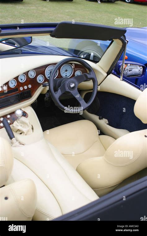 TVR sports car luxury white cream leather interior Stock Photo - Alamy