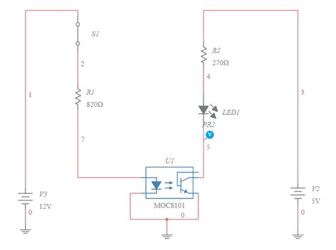 Optoacoplador Circuito Multisim Live