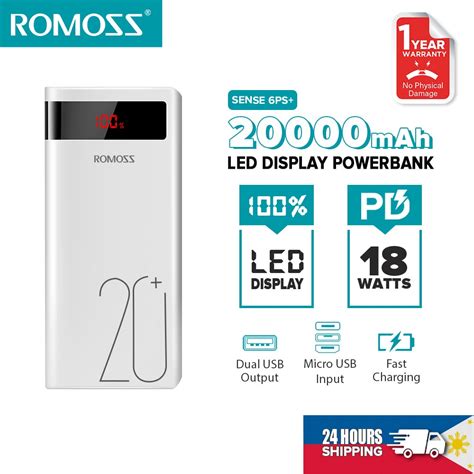 Romoss Sense Mah W Powerbank Fast Charging Li Ion Battery