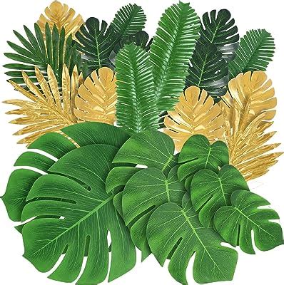 Amazon KUUQA 88 Pcs 20cm 8 Tropical Palm Leaves And Silk Hibiscus