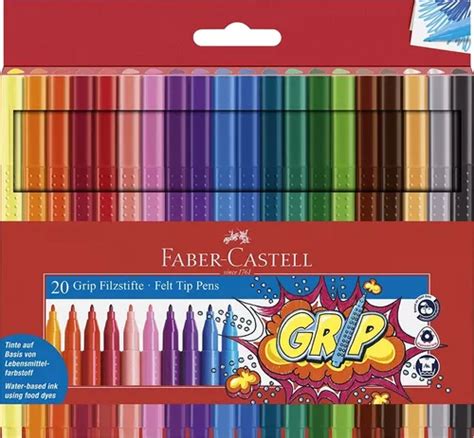 20 Plumones Grip Colores Brillantes Base Agua Faber Castell MercadoLibre