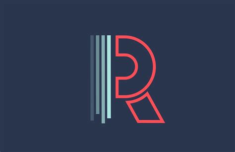 Blue Red R Alphabet Letter Logo Icon For Company And Business With Line