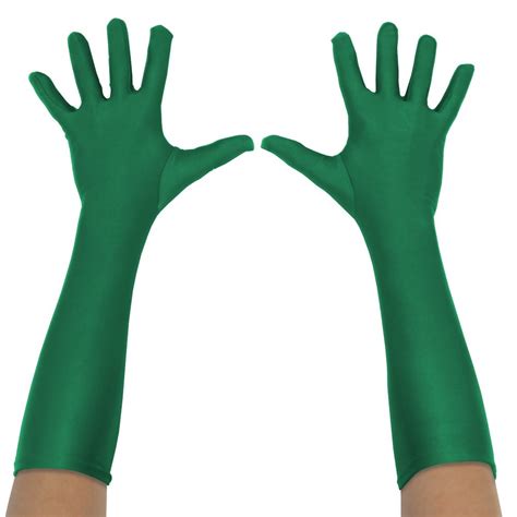 Superhero Gloves Adult Costume Accessory Green Long One Size