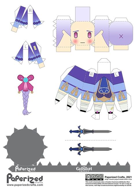 Genshin Impact Qiqi Paperized Paperized Crafts Paper Doll Template