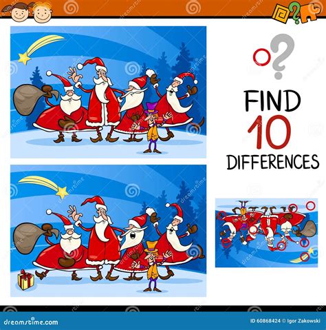 Christmas Find Differences Task Stock Vector Illustration Of Ready