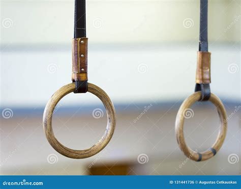 Gymnastic Ring Hanging In Gym Healthy Lifestyle And Fitness Concept