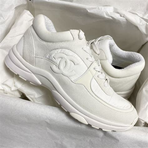 Chanel CC Logo Runner Sneaker Reflective Triple White Leather Suede – The Luxury Shopper