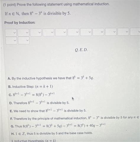 Solved 1 Point Prove The Following Statement Using