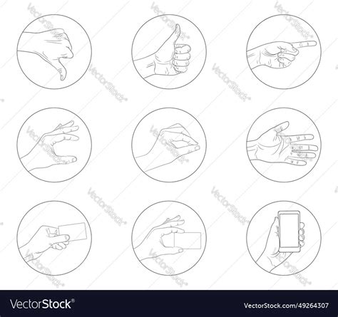 Business Hand Gestures Contour Icon Royalty Free Vector