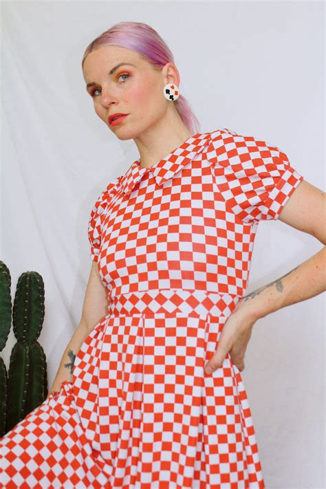 Vintage 90s Checkerboard Babydoll Dress