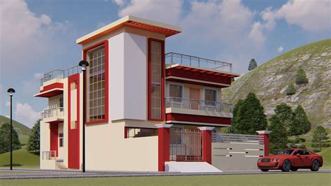 G+1 Ghar elevation design Revit drawing file. Download Now - Cadbull