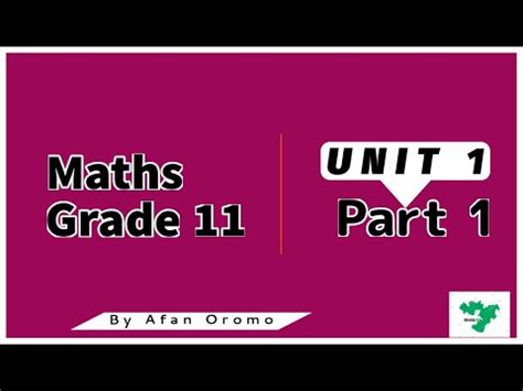 Grade 11 Mathematics Unit 1 Relation And Function Part 1 By Afan Oromo