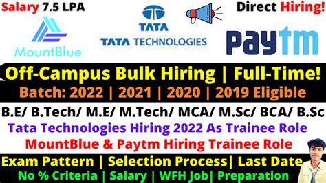 Tata Technologies Off Campus Drive For 2022 Batch Engineer Trainee