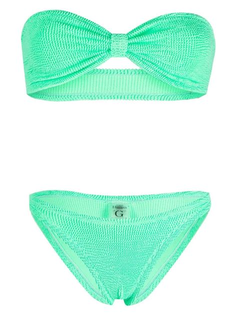 Hunza G Jean Strapless Bikini Set Green Editorialist