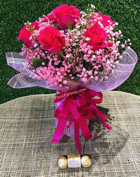 Send Pieces Ecuadorian Pink Roses With Ferrero Pack To Philippines