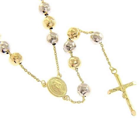 Collana Girocollo Rosario Lunga Con Medaglia Madonna Miracolosa E