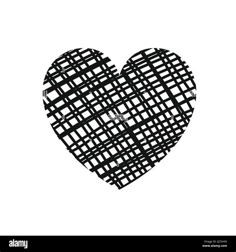 Black heart vector illustration isolated on white background. Doodle ...