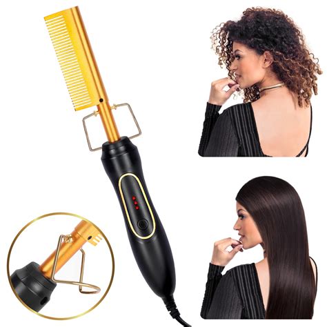 Dotsog Electric Hot Comb Hair Straightener Portable Curling Flat Iron Curlers High Heat