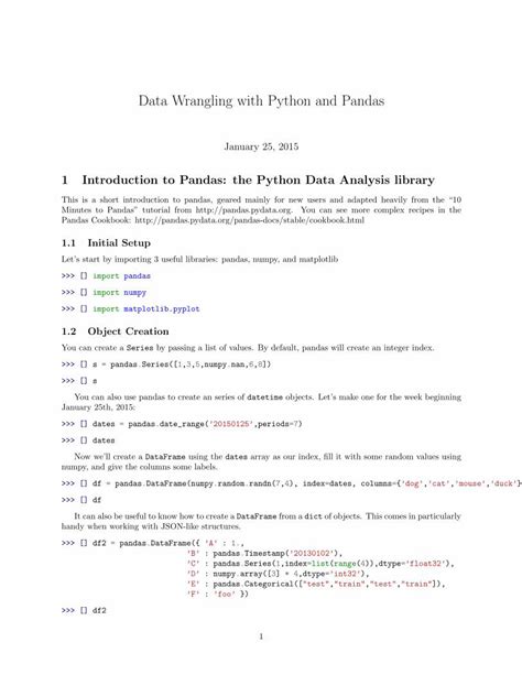 PDF Data Wrangling With Python And Pandas Tufts CS Wrangling With