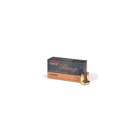 PMC 25A Bronze 25 ACP 50 Gr Full Metal Jacket FMJ 50 Bx 20 Cs The