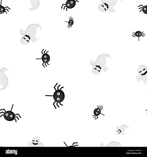 Ghost spider Halloween pattern seamless. Vector illustration. Isolated ...