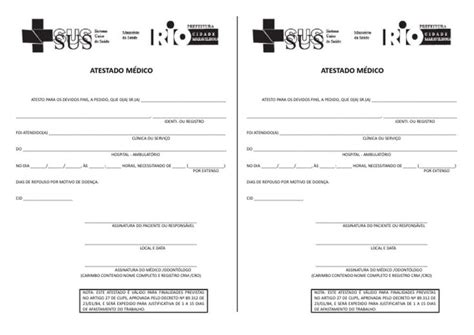 Atestado M Dico Municipal Rj Sus Pdf Sistema De Sa De Hospital E