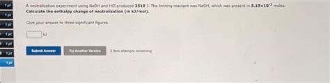 Solved A neutralization experiment using NaOH and HCl | Chegg.com