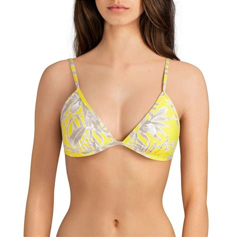 Gianni Bini Triangle Bikini Top Molded Cup Yellow Primary Paradise