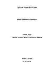 Tarea Buma Docx National University College Medical Billing