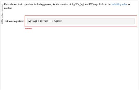 Solved Enter The Net Ionic Equation Including Phases For