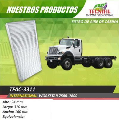 FILTRO DE AIRE PARA CABINA INTERNATIONAL 4600 7600 TFAC 3311