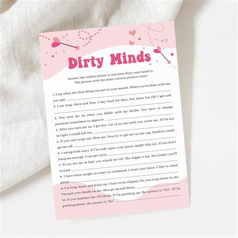 Hilarious Dirty Minds Galentines Day Game With Answer Key Printable