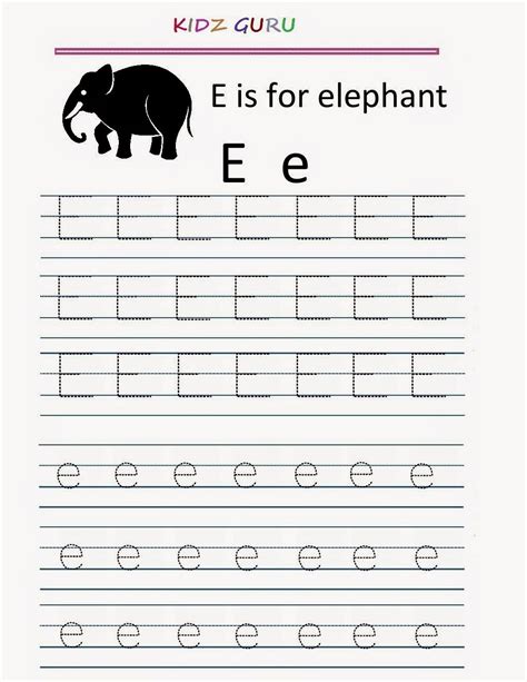 Alphabet E Tracing Worksheets