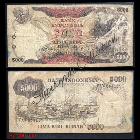 Jual Uang Kertas Kuno Indonesia Rp 5000 1975 Penjala Shopee Indonesia