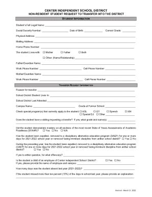 Fillable Online Out Of District Request Form Pdf Seguin Isd