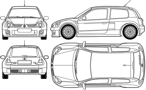 Renault Clio V6 Renault Sport Blueprint - Download free blueprint for ...