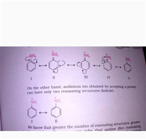 How many resonance structure does anilinium ion possess 2 or 3 and what ...