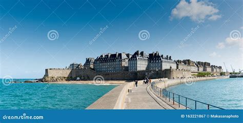 Historic French Town Of Saint Malo In Normandy Seen From The Harbor