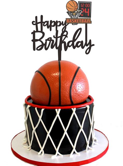 Basketball Cake Topper Happy Birthday Sign Cake Decorations For ...