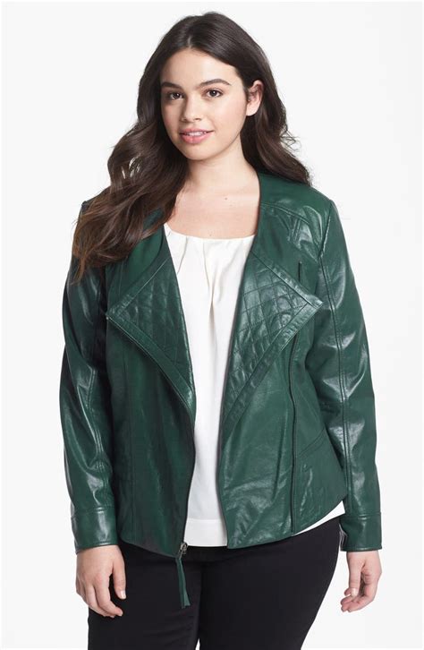 Halogen® Quilted Lapel Leather Moto Jacket Plus Size Nordstrom