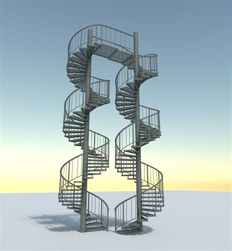 Aluminum Spiral Staircase Free 3D Model Obj Dae Blend Fbx Mtl