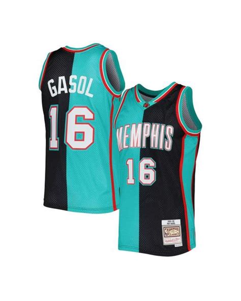 Mitchell & Ness Pau Gasol Black, Turquoise Memphis Grizzlies Hardwood ...