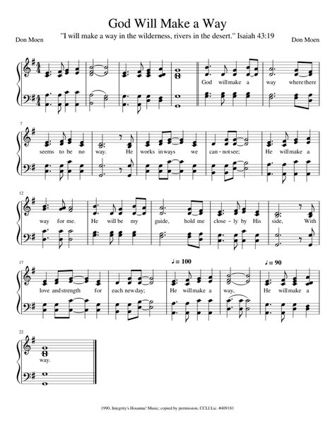 God Will Make A Way Sheet Music For Piano Satb Easy