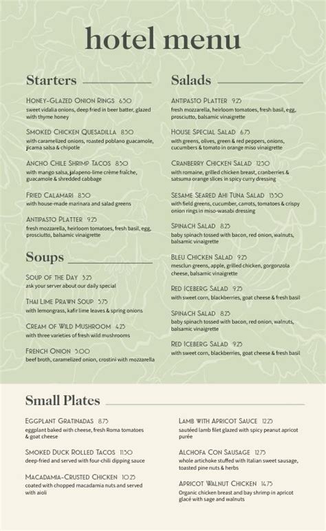 Casual Hotel Menu Design Template By Musthavemenus