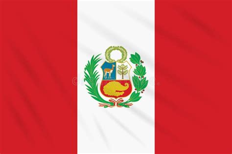 Flag Peru Swaying In Wind Realistic Vector Stock Illustration