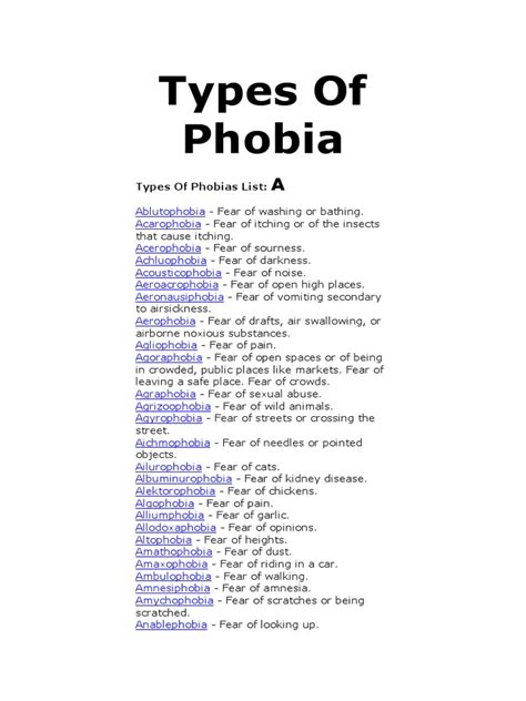 Types Of Phobia Pdf Homophobia Fear