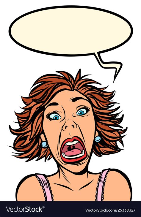 Funny woman screams strange facial expressions Vector Image