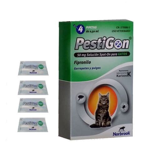 Caja 4 Pipetas Pestigon Para Gatos Anti Pulgas Y Garrapatas Con Ofertas